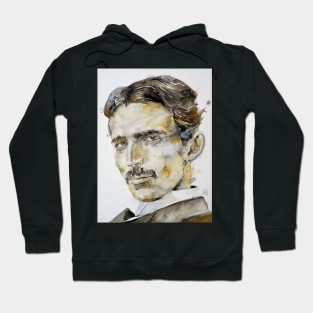 NIKOLA TESLA watercolor portrait .2 Hoodie